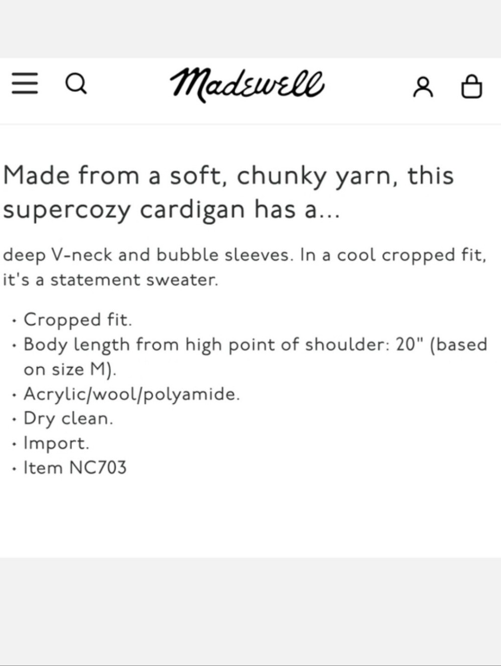 Madewell Chunky Cardigan - Picture 2 of 10
